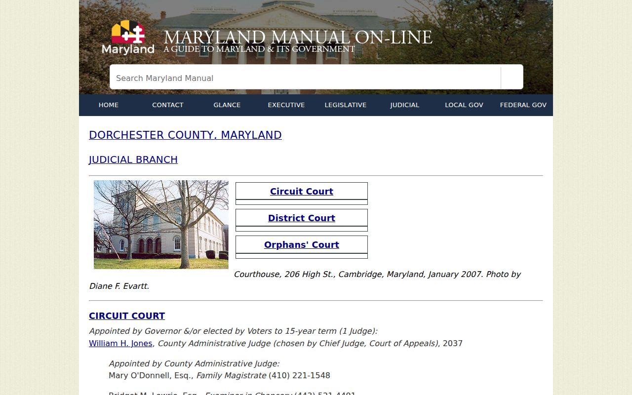 Dorchester County court and sheriff structure used for warrant records routing