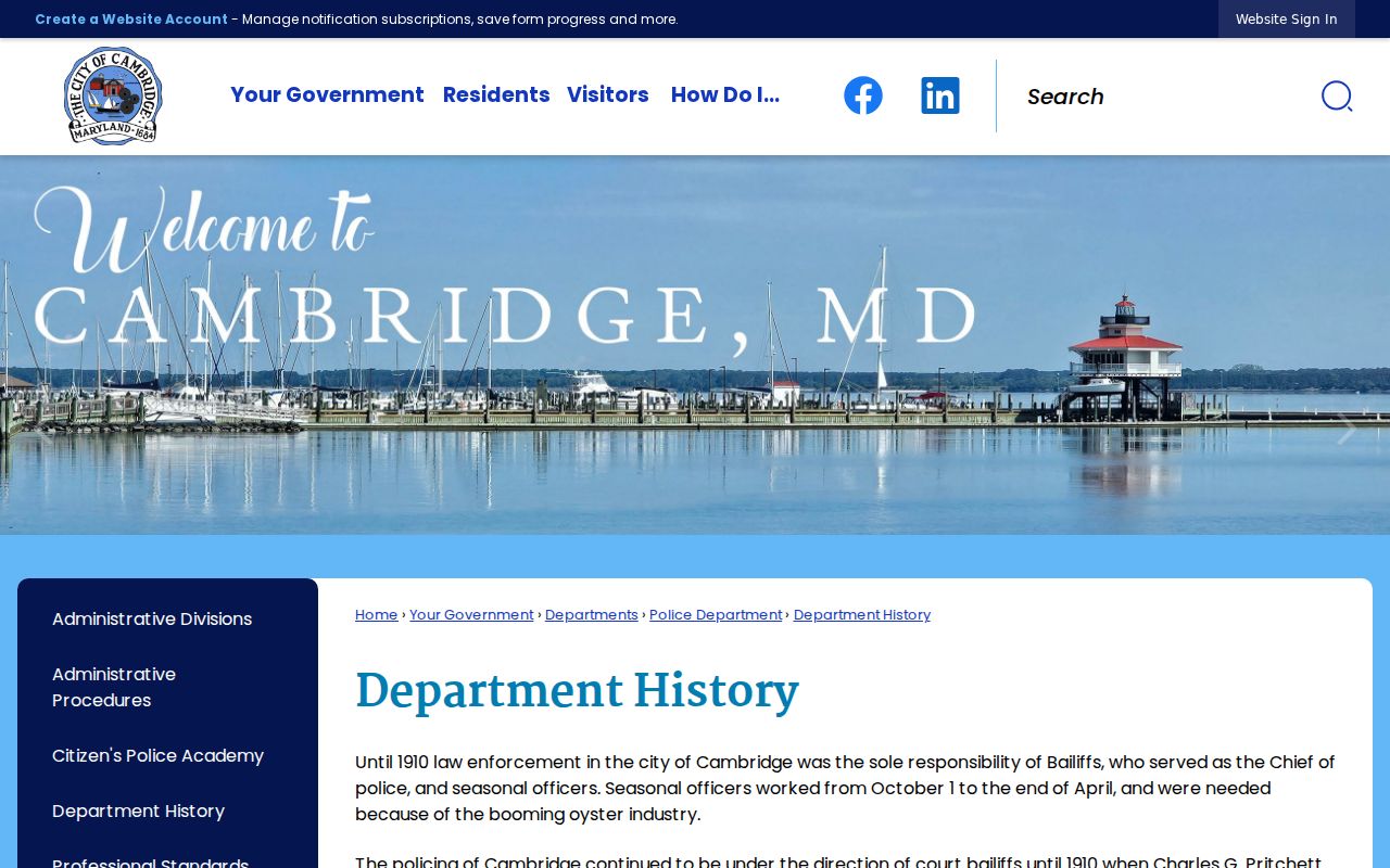 Cambridge police history page used for Cambridge warrant records context