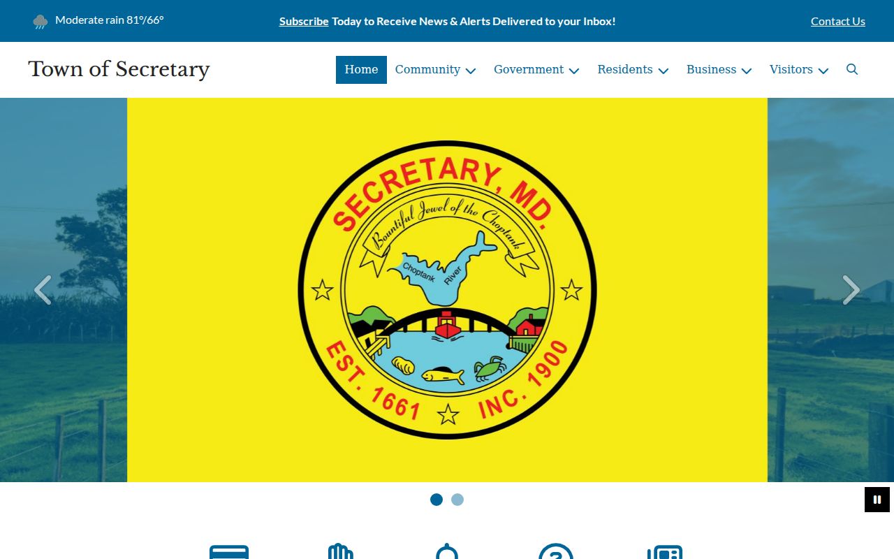Secretary town government site used for Secretary warrant records routing